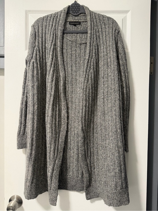 Banana Republic Sweaters - Banana Republic Marled Ribbed Merino Wool Alpaca Long Cardigan Gray M